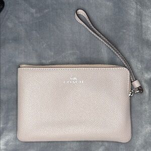 Coach Pebbled Leather Wristlet - Taupe